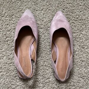 Madewell Dusty Pink Suede Pointed- Toe Slingback Flats
